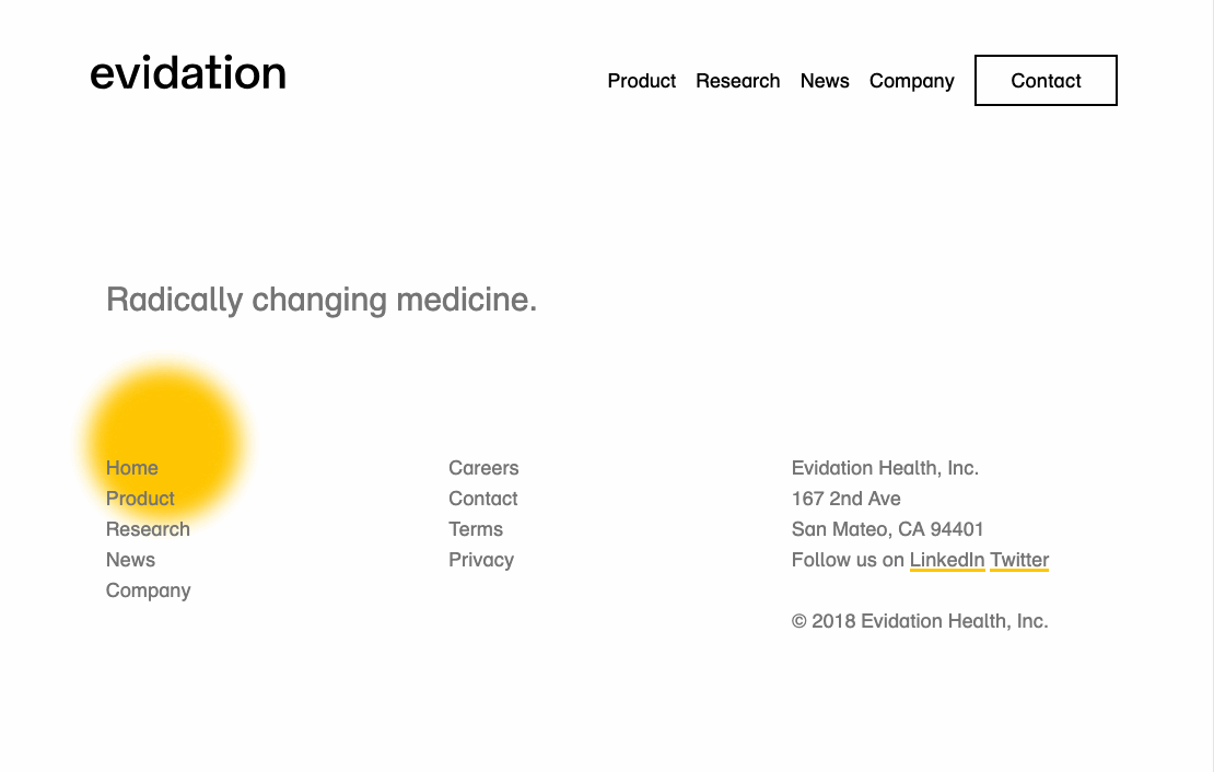 Animated Evidation logo in the site footer